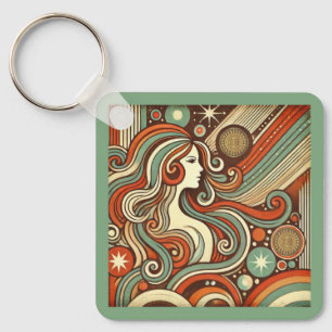 Virgo Zodiac Metal Keychain Retro Design