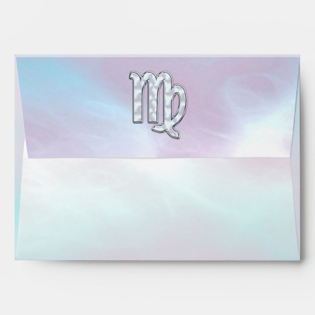 Virgo Zodiac on Pastels Nacre Mother of Pearl Envelopes (Back (Top Flap))