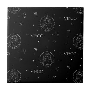 Virgo Zodiac Pattern in Black and White Tile