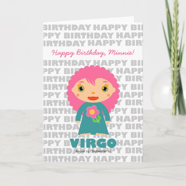 Virgo Zodiac Sign Birthday Card (Front)