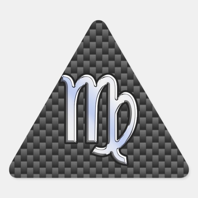 Virgo Zodiac Sign Charcoal Carbon Fibre Print Triangle Sticker (Front)