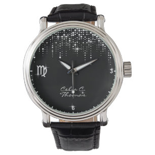 Virgo Zodiac Sign Dripping Glitter Rain Sequins Watch