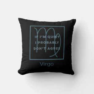 Virgo Zodiac Sign Fun Quote Blue & White Birthday Cushion