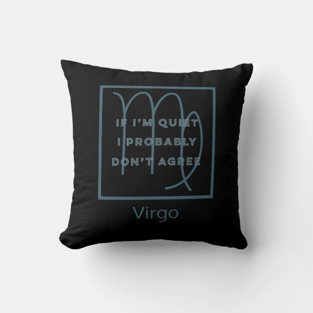 Virgo Zodiac Sign Fun Quote Blue & White Birthday Cushion (Front)