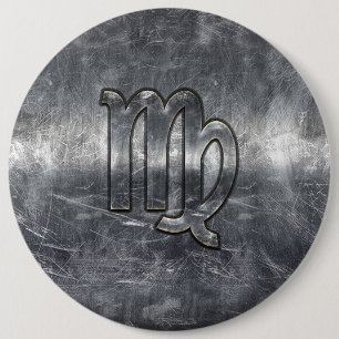 Virgo Zodiac Sign Grunge Distressed Style 6 Cm Round Badge