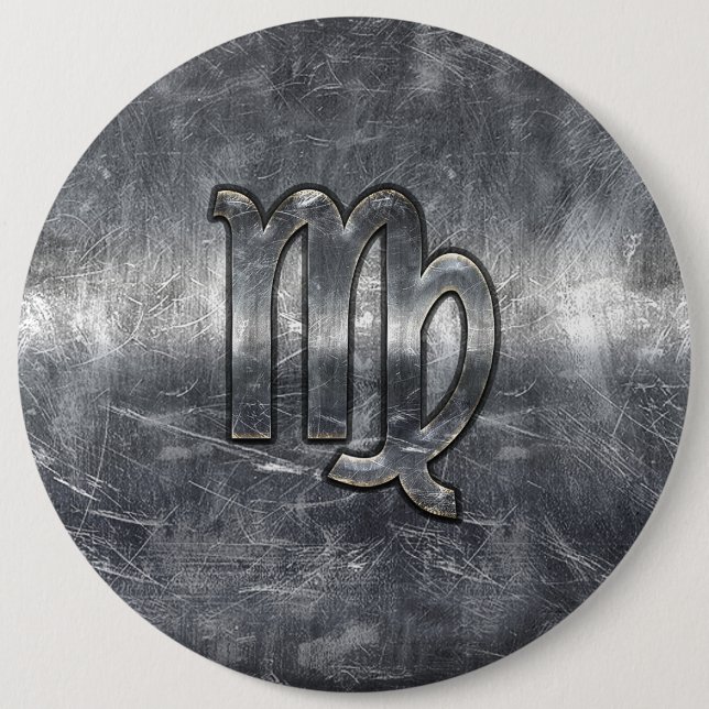 Virgo Zodiac Sign Grunge Distressed Style 6 Cm Round Badge (Front)