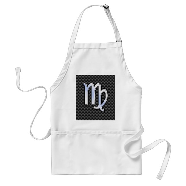 Virgo Zodiac Sign in Charcoal Carbon Fibre Print Standard Apron (Front)