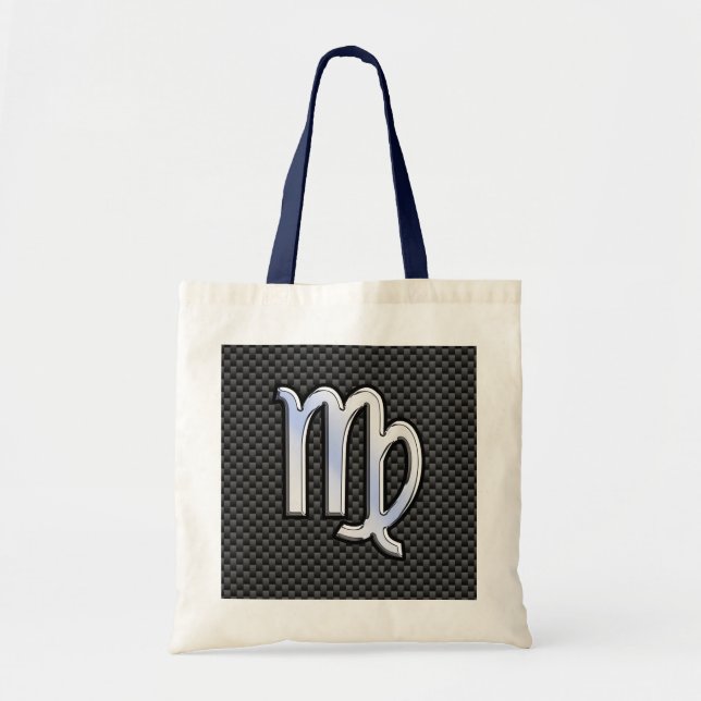 Virgo Zodiac Sign in Charcoal Carbon Fibre Print Tote Bag (Front)