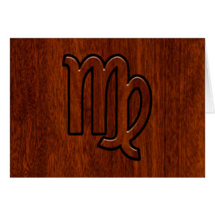 Virgo Zodiac Sign in Mahogany wood style