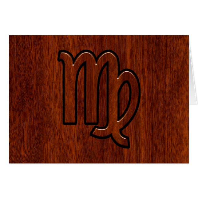 Virgo Zodiac Sign in Mahogany wood style (Front Horizontal)
