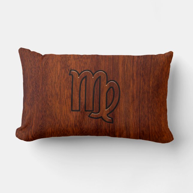 Virgo Zodiac Sign in Mahogany wood style decor Lumbar Cushion (Front)
