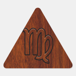 Virgo Zodiac Sign in Mahogany wood style decor Triangle Sticker