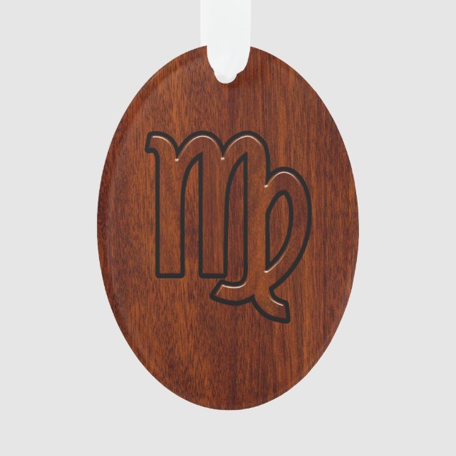 Virgo Zodiac Sign in Mahogany wood style Ornament (Front)