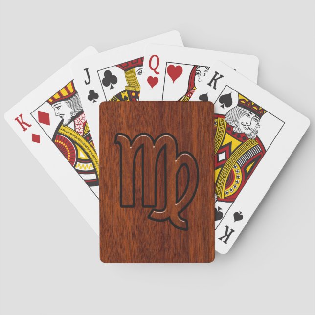 Virgo Zodiac Sign in Mahogany wood style Playing Cards (Back)
