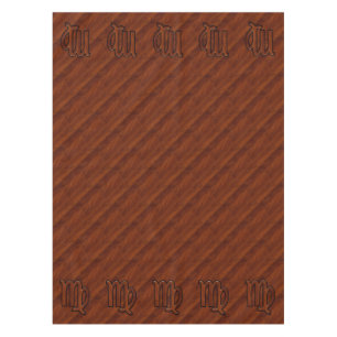 Virgo Zodiac Sign in Rich Mahogany Wood Style Tablecloth