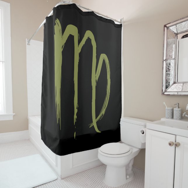 VIRGO Zodiac Sign July August Green Astrology Shower Curtain (In Situ)