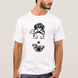 Virgo Zodiac Sign Messy Hair Bun Retro Vintage T-Shirt