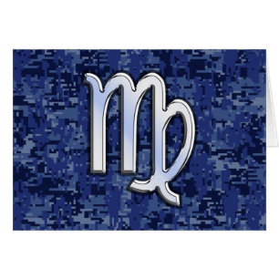 Virgo Zodiac Sign on Blue Digital Camouflage