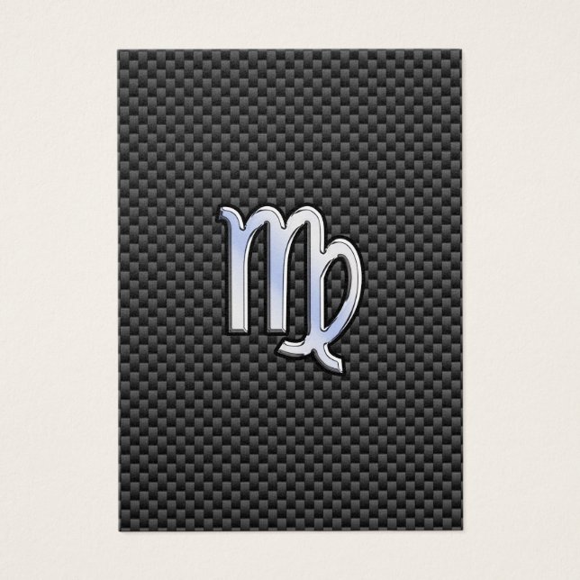 Virgo Zodiac Sign on Charcoal Carbon Fibre Print (Front)