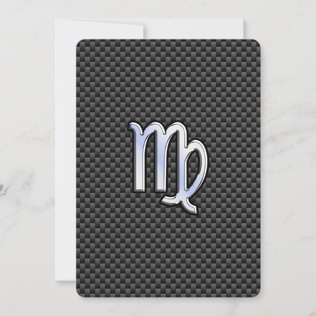 Virgo Zodiac Sign on Charcoal Carbon Fibre Print (Front)