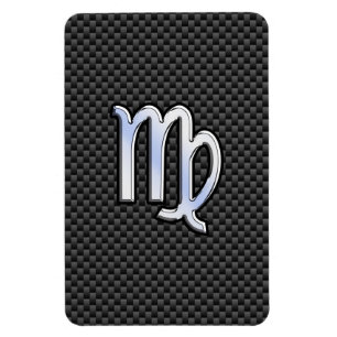 Virgo Zodiac Sign on Charcoal Carbon Fibre Print Magnet
