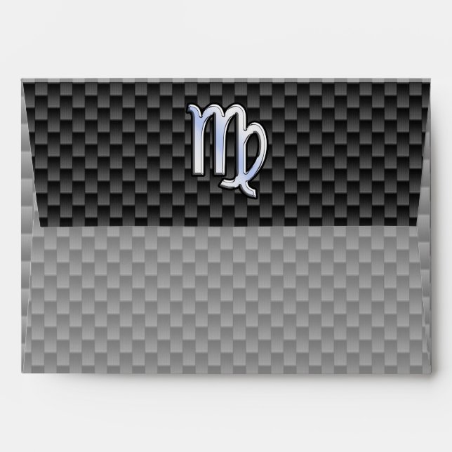 Virgo Zodiac Sign on Charcoal Carbon Fibre Style Envelopes (Back (Top Flap))