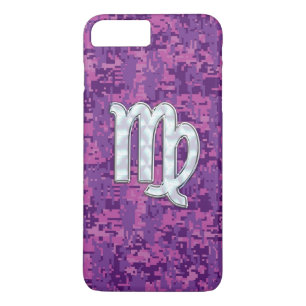 Virgo Zodiac Sign on Fuchsia Digital Camouglage Case-Mate iPhone Case