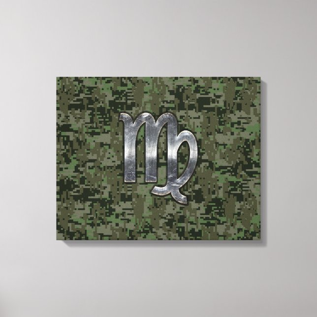 Virgo Zodiac Sign on Green Digital Camo (Front)