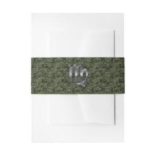 Virgo Zodiac Sign on Green Digital Camo Invitation Belly Band