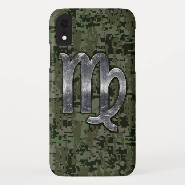 Virgo Zodiac Sign on Green Digital Camouflage Case-Mate iPhone Case (Back)