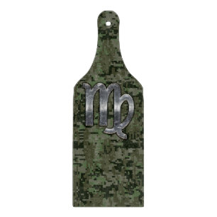 Virgo Zodiac Sign on Green Digital Camouflage Cutting Board