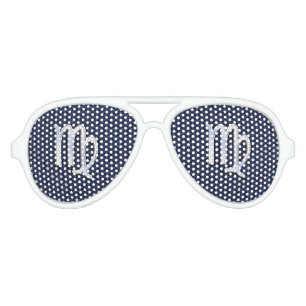 Virgo Zodiac Sign on Navy Blue Carbon Fibre Print Aviator Sunglasses