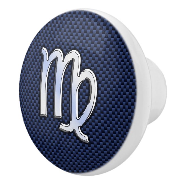 Virgo Zodiac Sign on Navy Blue Decor Ceramic Knob (Right)
