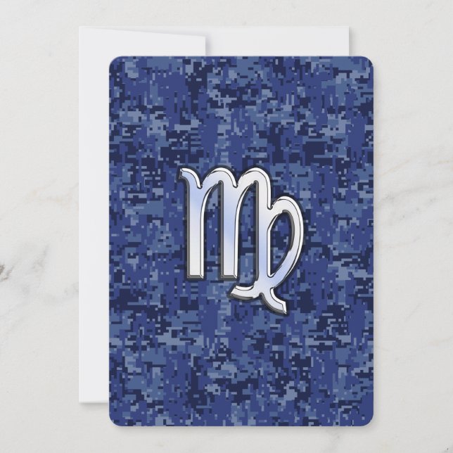 Virgo Zodiac Sign on Navy Blue Digital Camo (Front)
