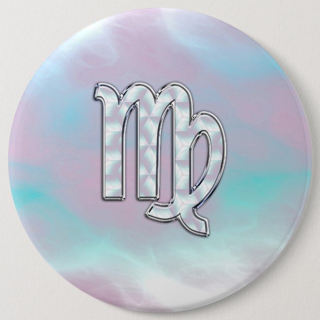Virgo Zodiac Sign on Pastels Mother of Pearl 6 Cm Round Badge (Front)