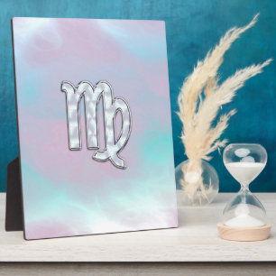 Virgo Zodiac Sign on Pastels Mother of Pearl Plaque