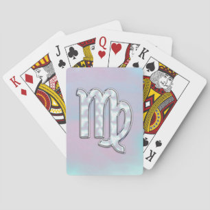 Virgo Zodiac Sign on Pastels Mother of Pearl Style Playing Cards