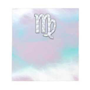 Virgo Zodiac Sign on Pastels Nacre Style Print Notepad