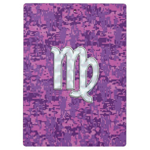Virgo Zodiac Sign on Pink Digital Camouglage Clipboard