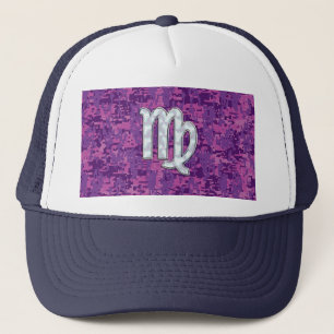 Virgo Zodiac Sign on Pink Digital Camouglage Trucker Hat