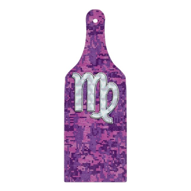 Virgo Zodiac Sign on Pink Fuchsia Digital Camo Cutting Board (Front)