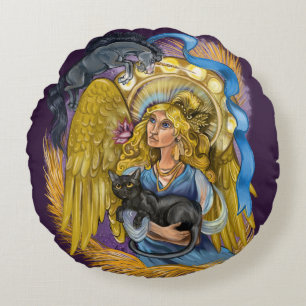 Virgo Zodiac Sign Round Cushion