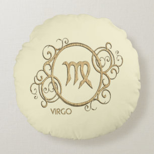 Virgo Zodiac Sign Round Cushion