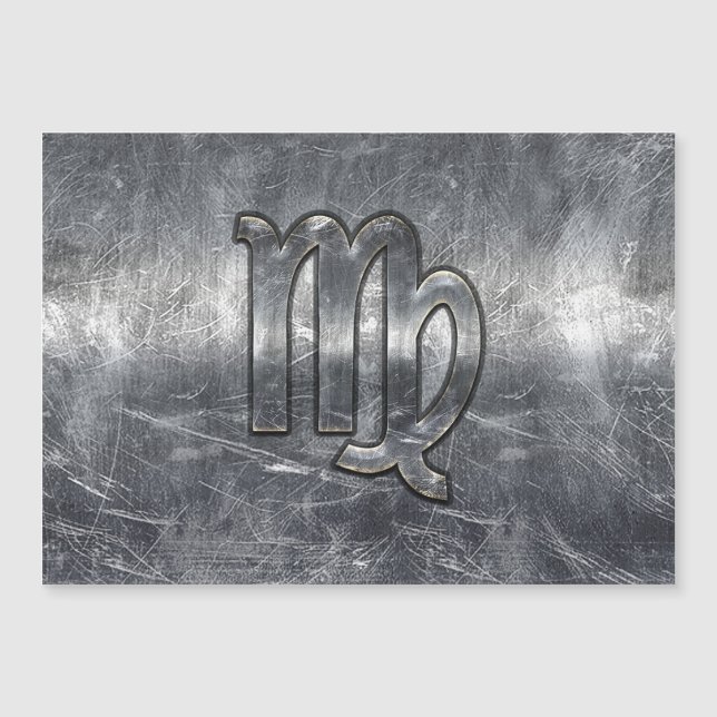 Virgo Zodiac Sign Silver Distressed Style (Front)