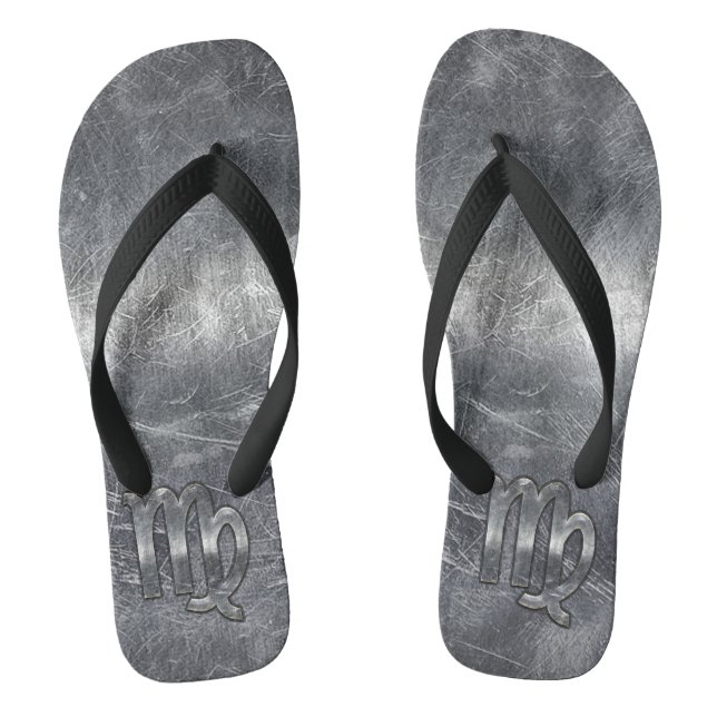 Virgo Zodiac Sign Silver Distressed Style Jandals (Footbed)