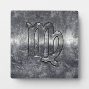 Virgo Zodiac Sign Silver Grunge Distressed Style Plaque