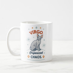 Virgo Zodiac Sphynx Cat Organized Chaos Art Coffee Mug
