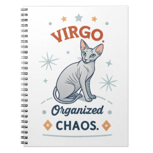 Virgo Zodiac Sphynx Cat Organized Chaos Art Notebook