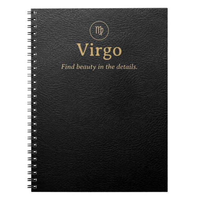 Virgo Zodiac Spiral Notebook - Faux Leather Look (Front)