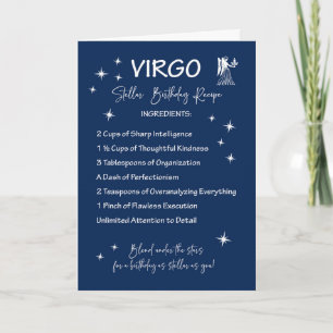 Virgo Zodiac Stellar Birthday Recipe Card